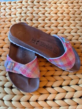 Birkenstock Pink Multicolor Patterned Slide Sandals